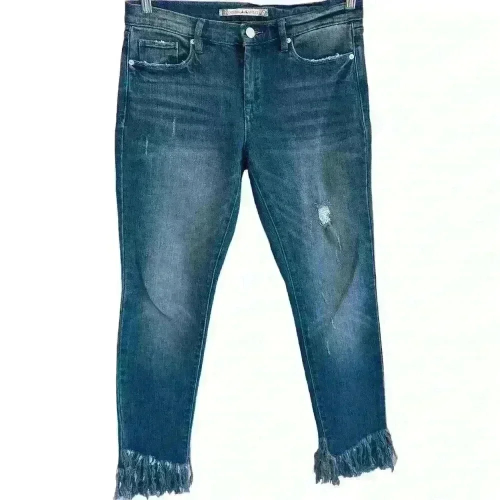 Chelsea & Violet Raw Frayed Hem Cropped Distressed Denim Jeans Size 28